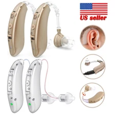 1 Pair Of Digital Hearing Aid Severe Loss Rechargeable Invisible BTE Ear Aids