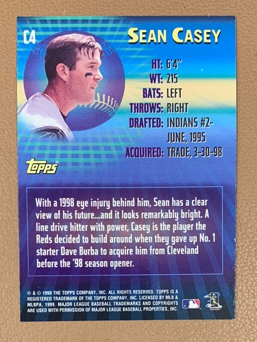 1999 Topps Sean Casey 21st Century Topps Insert Cincinnati Reds NM/MT #C4 - Picture 2 of 2