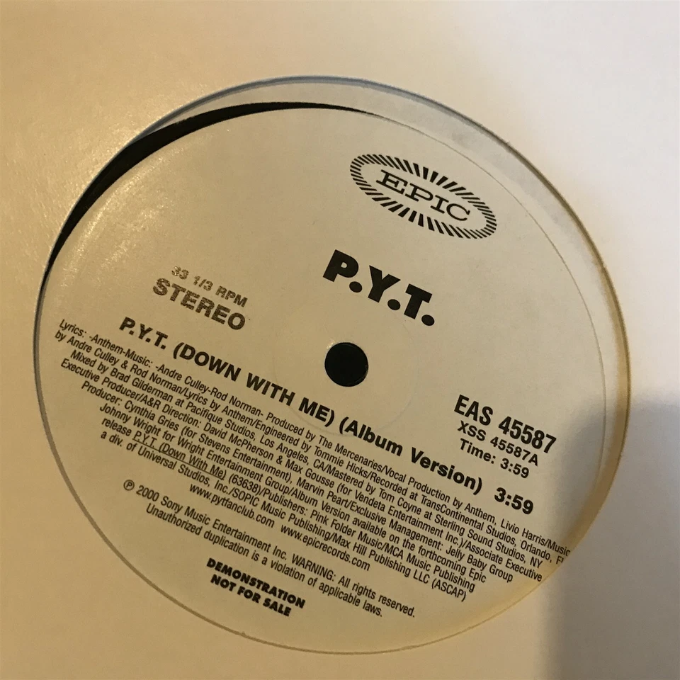 [EDM/DANCE/RAP]~NM 12"~P.Y.T.~PYT~'P.Y.T (Down With Me)'~[x3 Mixes]~2000 - Image 2 of 3