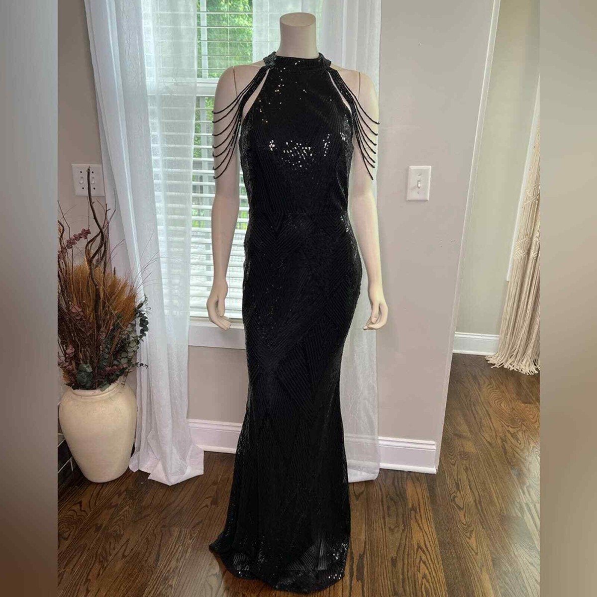 ebay sequin dress Miss ORD Black Sequin Dress SZ. L