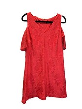 NWT Guess Women's Lace Cold-Shoulder Sheath Dress Pink/Red Size 14