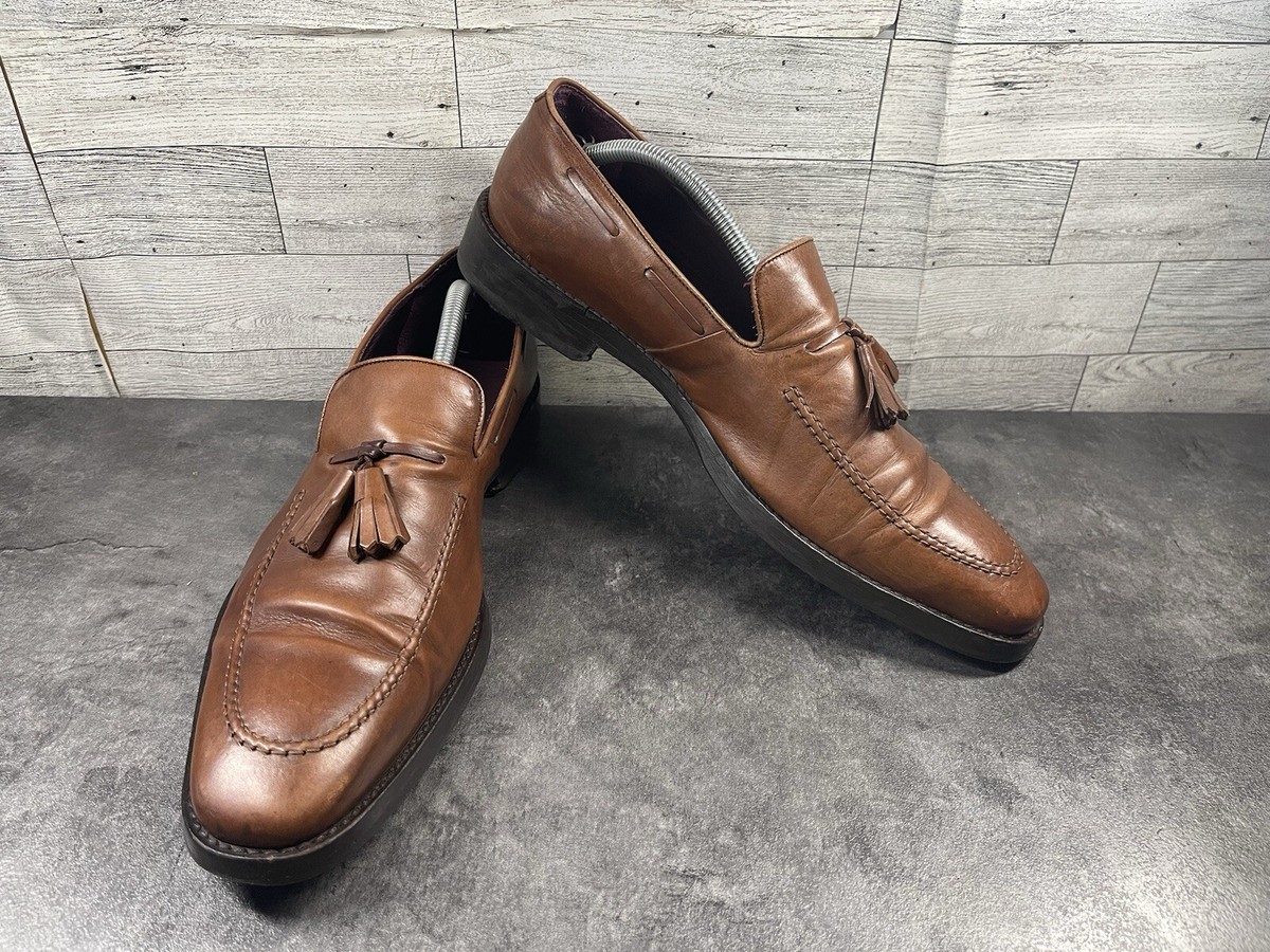 Noah Waxman Loafers Men 11M Shoe Brown Leather Tassel Apron Toe