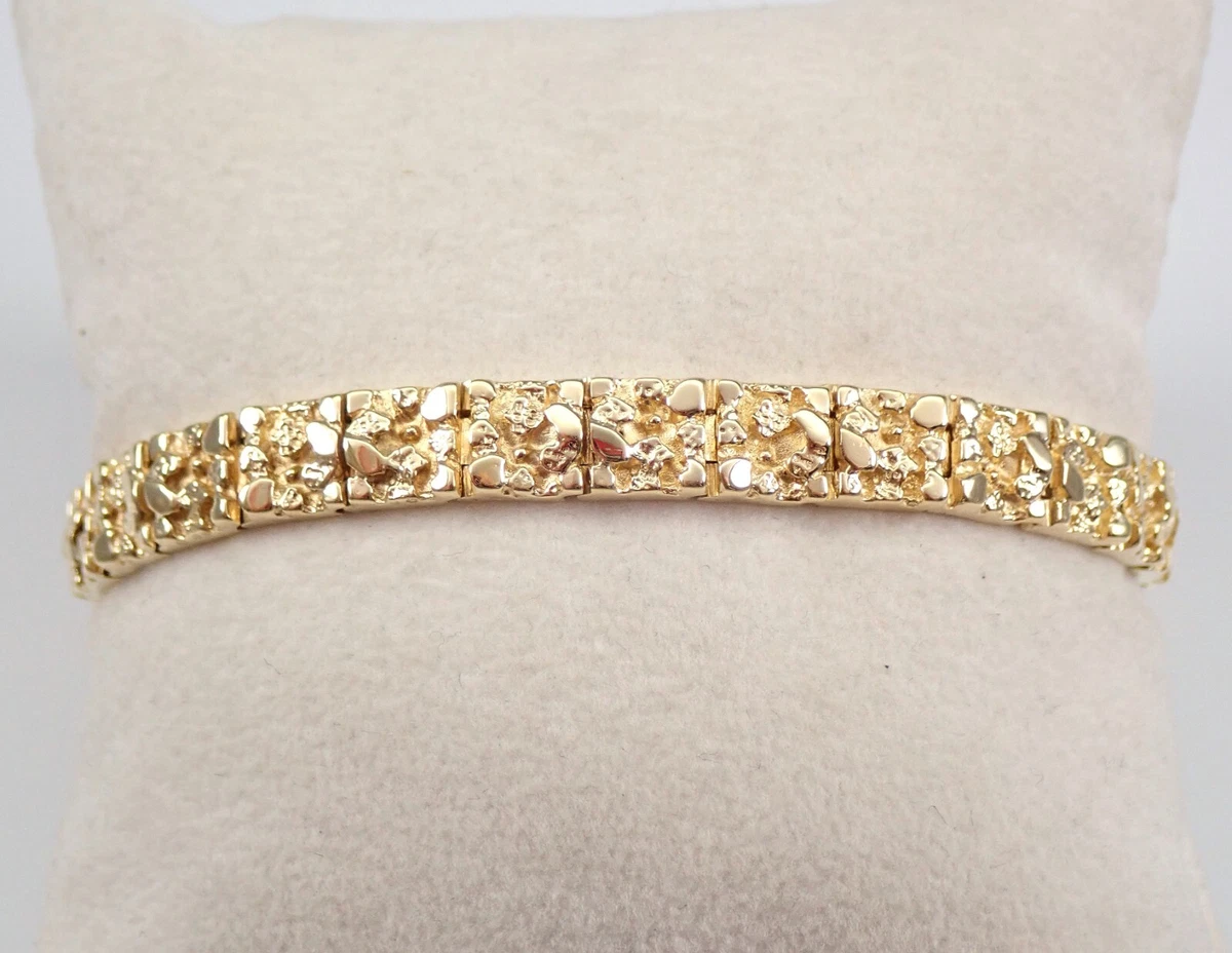 Vintage Estate 14K Yellow Gold Nugget Bracelet Estate Unisex Fine Jewelry