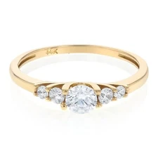 Ioka - 14K Solid Yellow Gold Round Cut CZ Wedding Engagement Ring