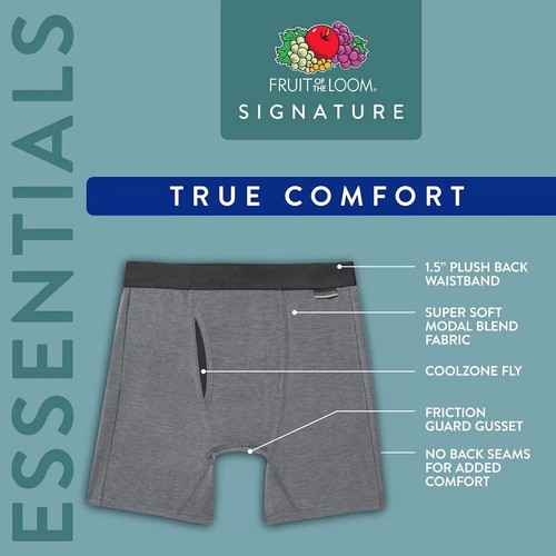 Calzoncillos boxer sin etiqueta Fruit of the Loom para hombre True Comfort Essential, paquete de 5 - Imagen 4 de 4