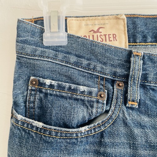 Hollister Jeans Herren 31x30 blau klassisch gerade Whiskered Button Fly 100 Baumwolle - Bild 8 von 12