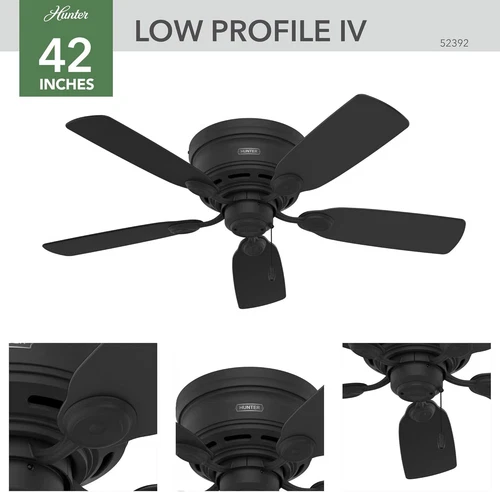Hunter Fan Company 52392 Low Profile Ceiling Fan, Matte Black - Picture 2 of 6