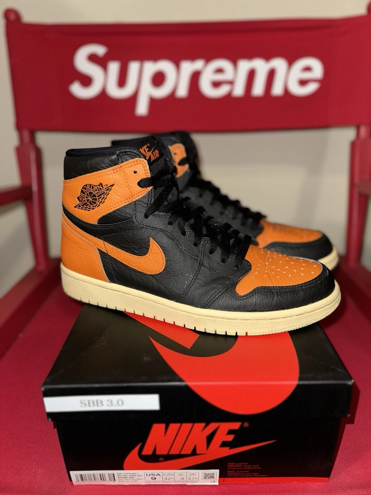Air Jordan 1 Retro High OG Shatt Backboard 3.0 taglia 9 555088 028 OPACO