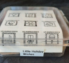 Vintage 2003 Stampin Up LITTLE HOLIDAY WISHES Wood Mount Stamp Set 9 Retired