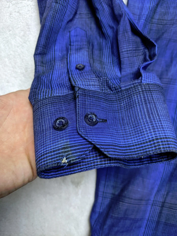 F/X Fusion Mens 4XLT Blue BLack Plaid Button Shirt - Image 3 of 4