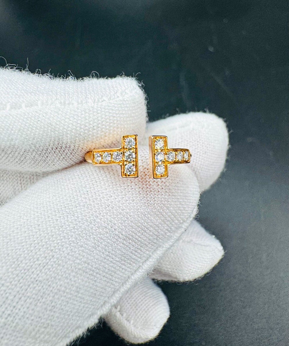 TIFFANY & CO. 18K ROSE GOLD T DIAMOND WIRE RING - Size 2.75