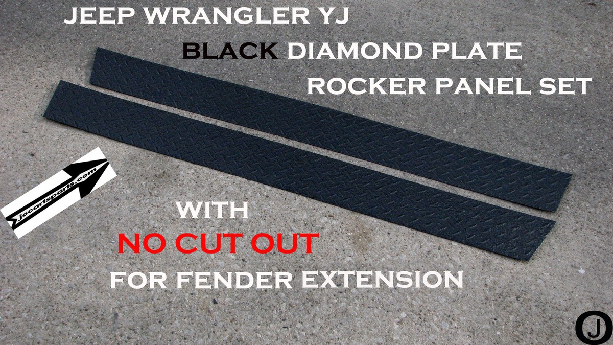 Fits JEEP YJ black Aluminum Diamond Plate Side ROCKER PANEL With