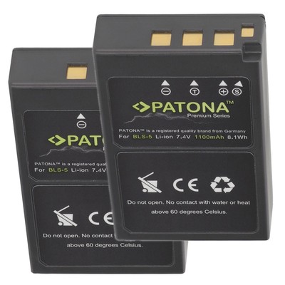 2 x Patona Premium Akku für Olympus OM-D E-M10 Mark III - BLS-5 BLS-50 - 1100mAh