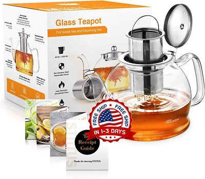 Hervidor De Agua Para Preparar T Tetera De Vidrio Premium Con Infusor  ExtraB