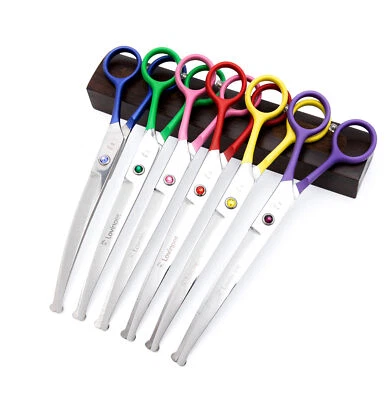 LovinPet Pet Grooming Scissors 7" Curved Stainless Steel Safety Trimming Shears