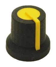 Image of Black 16.2mm Instrument Control knob, 6mm D Shaft, Yellow Indicator - MP170826BR