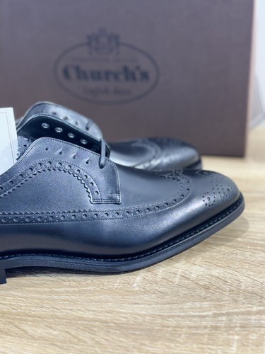 Church's Portmore Black Leather Rubber Sole Luxury Church's Men Shoes 42.5 - Picture 4 of 7