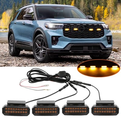 4X LED Front Grille Lights Amber Running Raptor Style Lamp Kit For Ford Explorer