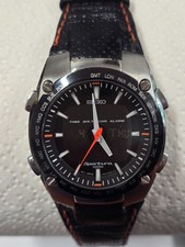 SEIKO SPORTURA 100M World Timer mit Lederarmb...