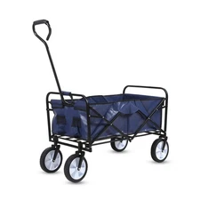 YSSOA ROLLING COLLAPSIBLE GARDEN CART CAMPING WAGON,360 DEGREE SWIVEL - BLUE