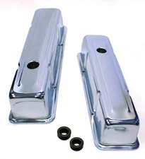 Tall Chrome Steel Valve Covers, Fits Small Block Chevy 283-350 V8