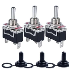 3Pcs Momentary Toggle Switch 30A 12VDC/ 20A 120VAC-3Pin (ON)-OFF-(ON)