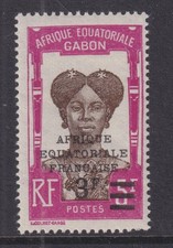 GABON, 1927 AEF overprint, 3f. on 5f. Chocolate & Magenta, lhm.
