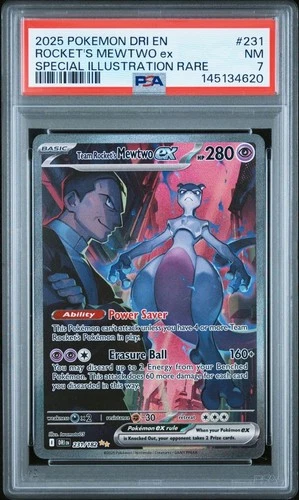 2025 POKEMON DRI EN-DESTINED RIVALS #231 TEAM ROCKET'S MEWTWO EX PSA 7