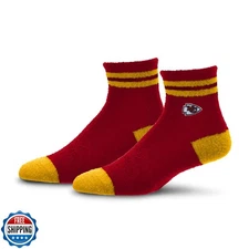 For Bare Feet NFL KANSAS CITY CHIEFS Cozy Two Stripe Quarter Sock Team Color 