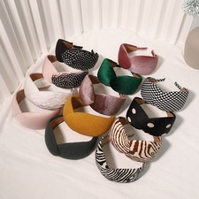 Retro Headband Fashion Women Solid Color Knitted Hairpin Graceful Simple Velvet