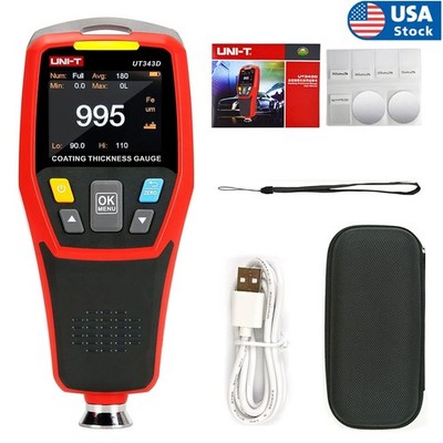 UNI-T UT343D Digital Paint Coating Thickness Gauge Meter 0 to 1250um F/N Probe