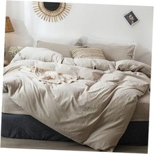 Bedding Duvet Queen 90"x90" Heathered Tannish Linen Grey No Comforter 
