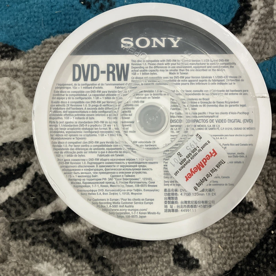 25 pk SONY Blank DVD-RW Logo Branded 4.7GB Rewritable DVD Disc 25DMW47SP - Image 2 of 2