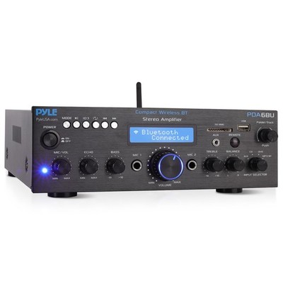 Pyle Compact Bluetooth Stereo Amplifier -Desktop Audio Power Amp Receiver, 200W