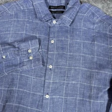 Saks Fifth Avenue Shirt Men’s Large Blue Linen Slim Fit Long Sleeve Button Up