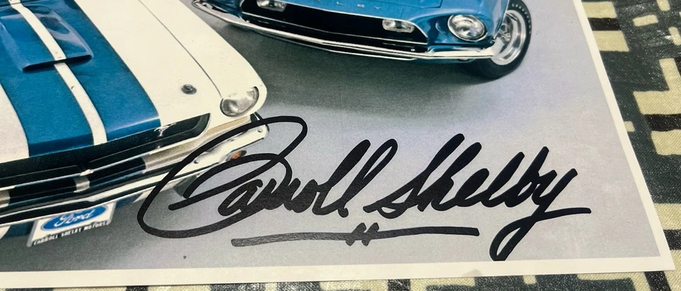 CARROLL SHELBY SIGNED PHOTOGRAPH THE MAN, COBRA, GT350 AND GT500 CONVERTIBLE 4U! - Image 3 of 3