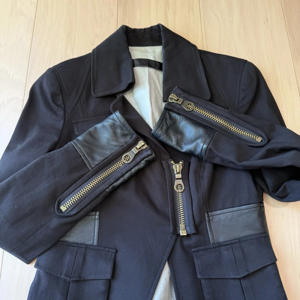 L.A.M.B. Chaqueta de moto para mujer 2 blazer negro diseñador New York Glam Foto 4 de 4