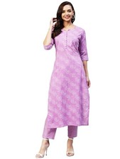GoSriKi Women's Cotton Blend Straight Printed Kurta With Pant