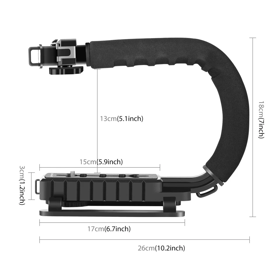 PULUZ C-Shape 3-Head Cold Shoes Handheld Bracket Stabilizer for SLR & DV Camera - Image 4 of 4