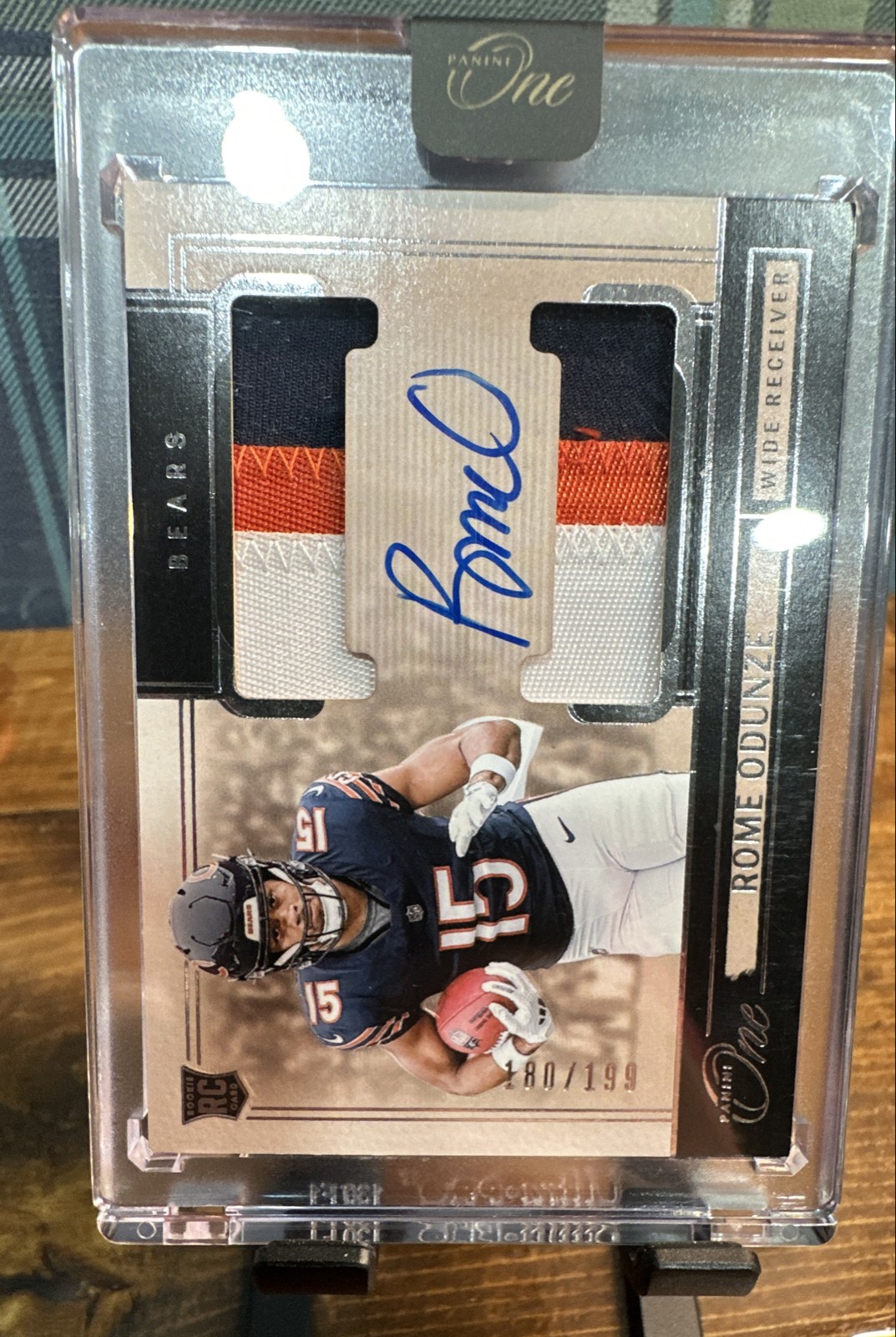 2024 Panini One - Rookie Dual Patch Rome Odunze #34 /199 (AU, MEM, RC) Chicago