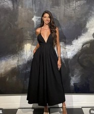 ZARA NEW SS25 ZW COLLECTION LONG DRESS WITH TIES black 2816/995_M