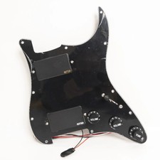 For Strat Guitar Prewired Loaded Pickguard Set HH Humbucker Active Pickup Black