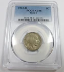 1913 D PCGS AU58 Type 2 - Buffalo Nickel 5c US Coin #58989A