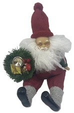 Vintage Santa Claus Christmas Plush Figure Heavy Bottom Lilian Vernon 11” Folky