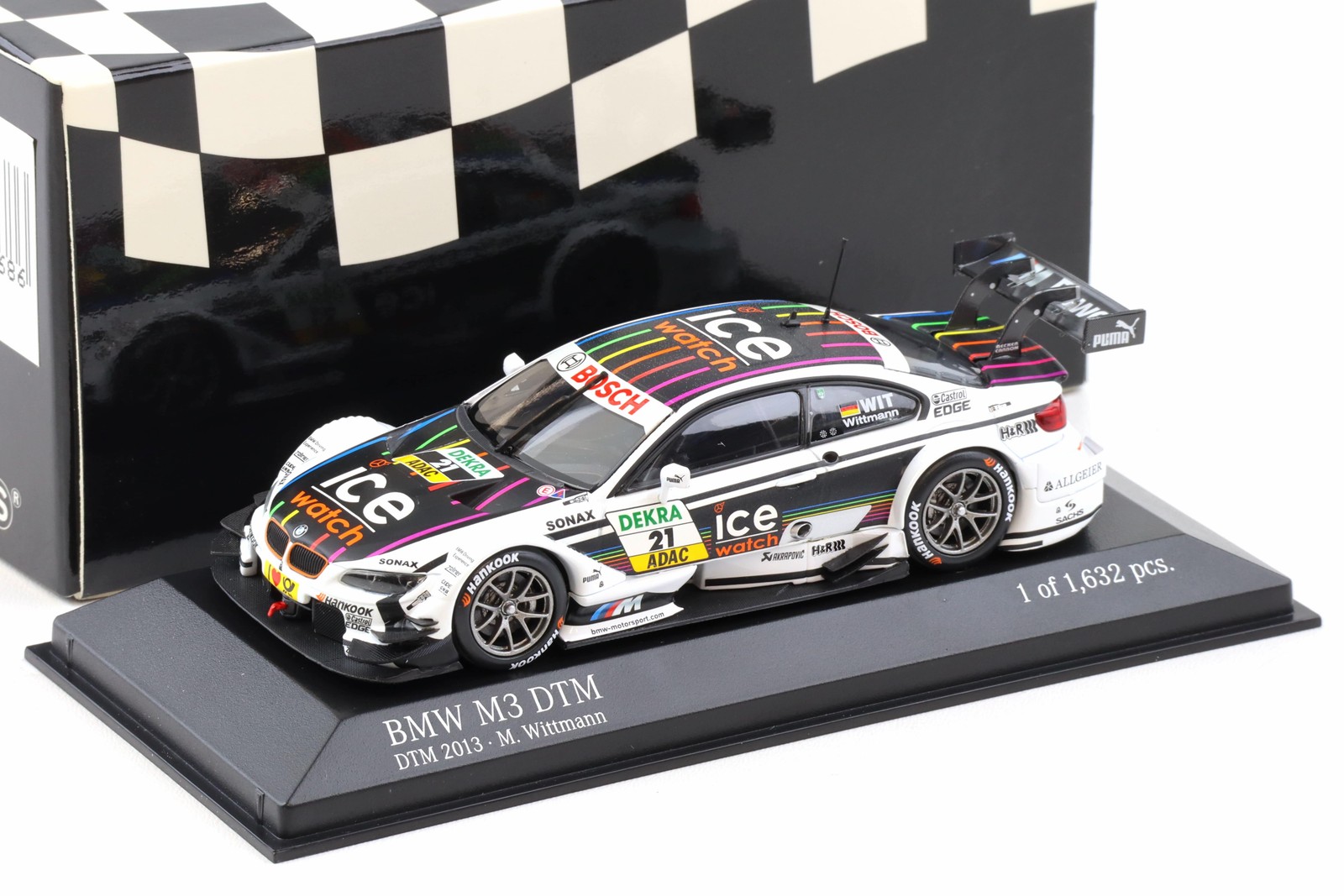 1:43 Minichamps BMW M3 E92 DTM Team MTEK 2013 M. Wittmann #21 ICE Watch