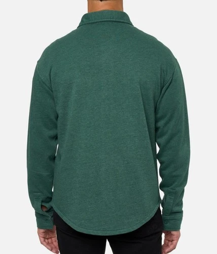 Lazer Men's Green Relaxed Fit Button-Front Burnout Fleece Shirt Jacket Size S image 2