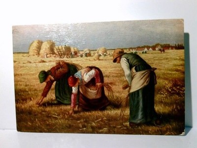 Ährenleserinnen. Alte Ansichtskarte / Künstlerkarte von Millet farbig, gel. 1932