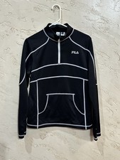 Fila Women  s Sport Black 1/4 Zip Pullover with White Stitching size Large