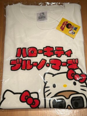 BRUNO MARS x HELLO KITTY T-shirts Size L Unisex White Sanrio