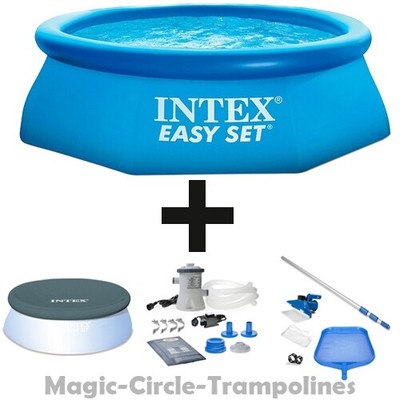 Intex Easy Set Quick Up Pool 244x61 + Abdeckplane + Filterpumpe + Reinigungsset